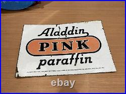 Aladdin Pink Paraffin Enamel Sign Double Sides Flanged