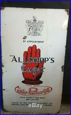 Allsopps Beer Vintage Porcelain Enamel Sign 1940 Rare King George VI Graphics