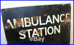Ambulance Station advertising enamel sign vintage retro antique industrial decor