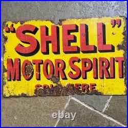 An Original Vintage Double Sided Motor Spirit Enamel Sign