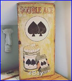 An Original Vintage Enamel Sign Advertising Double Ace Cigarettes- Great Patina