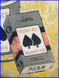 An Original Vintage Enamel Sign Advertising Double Ace Cigarettes- Great Patina