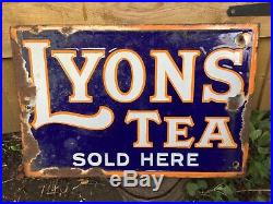 An Original Vintage Lyons Tea Double Sided Enamel Advertising Sign
