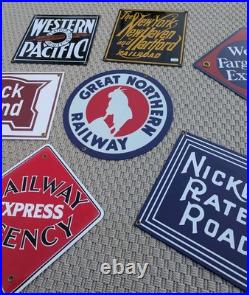 Ande Rooney Vintage Porcelain Enamel Metal Sign NEW YORK RAILROAD Collection