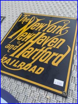 Ande Rooney Vintage Porcelain Enamel Metal Sign NEW YORK RAILROAD Collection