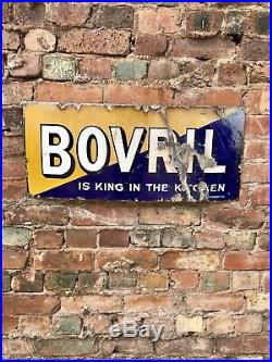 Antique Bovril Is King In The Kitchen Enamel Advertising Sign 1900 Vtg Signage