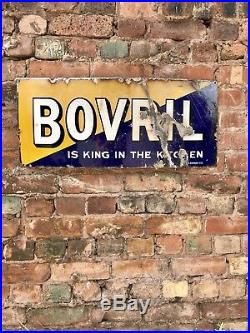 Antique Bovril Is King In The Kitchen Enamel Advertising Sign 1900 Vtg Signage