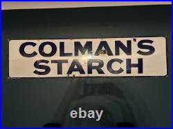 Antique Colman's Starch Enamel Sign Large Blue White Advertising Vintage