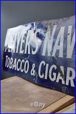 Antique Distressed Enamel Advertising Sign Players Cigarettes Vintage Tobacco