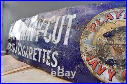 Antique Distressed Enamel Advertising Sign Players Cigarettes Vintage Tobacco