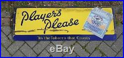 Antique Enamel Advertising Sign Players Please Cigarettes Vintage Tobacco