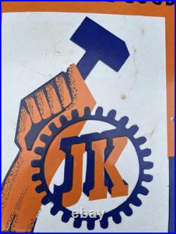 Antique Enamel Sign Advertising Vintage Shop Prop J K Industries Germany Mancave