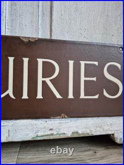 Antique Enamel Sign, Government Enquiries Vintage Sign, Salvage Decoration Antique Enamel Sign, Government Enquiries Vintage Sign, Salvage Decoration