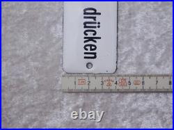 Antique Original Enamel Sign Curved Please Press Vintage 10 X 4 Cm