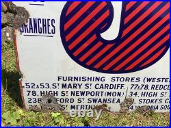 Antique Original Vintage Enamel Porcelain Metal Large Shop Advertising Sign