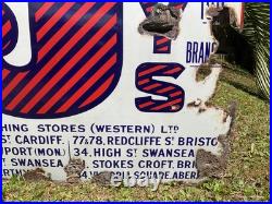 Antique Original Vintage Enamel Porcelain Metal Large Shop Advertising Sign