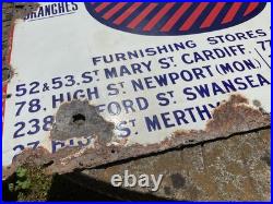 Antique Original Vintage Enamel Porcelain Metal Large Shop Advertising Sign