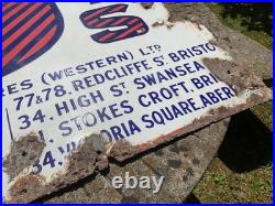 Antique Original Vintage Enamel Porcelain Metal Large Shop Advertising Sign