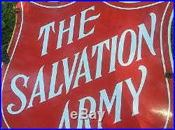 Antique Salvation Army Porcelain Enameled Sign Retail Thrift Advertising Vintage