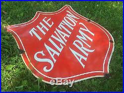 Antique Salvation Army Porcelain Enameled Sign Retail Thrift Advertising Vintage
