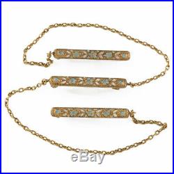 Antique Signed Krementz 14k Gold Art Nouveau Enamel Brooch Pin Vintage Jewelry