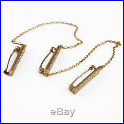 Antique Signed Krementz 14k Gold Art Nouveau Enamel Brooch Pin Vintage Jewelry