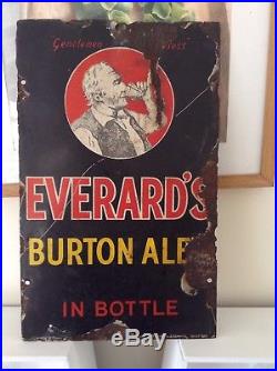 Antique Staffordshire Vintage Everards Burton Ale Micro Brewery Pub Enamel Sign
