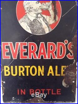 Antique Staffordshire Vintage Everards Burton Ale Micro Brewery Pub Enamel Sign