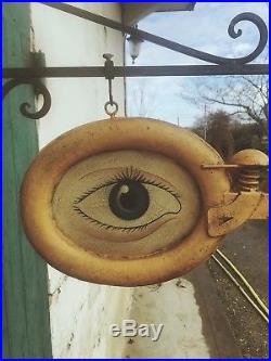 Antique Unusual Optician Glasses Shop Sign. Eyes Optometrist Vintage Not Enamel