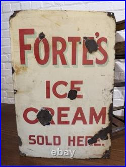 Antique Vintage 1930's Enamel Sign Fortes Ice Cream N Wales Vintage Advertising