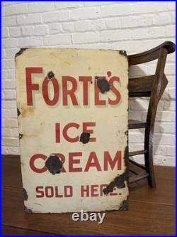 Antique Vintage 1930's Enamel Sign Fortes Ice Cream N Wales Vintage Advertising
