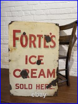 Antique Vintage 1930's Enamel Sign Fortes Ice Cream N Wales Vintage Advertising