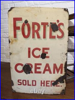 Antique Vintage 1930's Enamel Sign Fortes Ice Cream N Wales Vintage Advertising