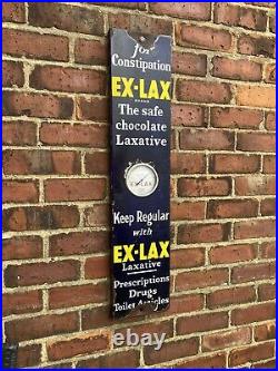 Antique Vintage 1930s Ex-LAX Enamel Chemists Shop Advertising Thermometer Sign