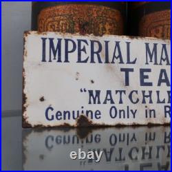 Antique Vintage 19th C Mandarin Tea Enamel Sign Advertising Tin Wood Figure Antique Vintage 19th C Mandarin Tea Enamel Sign Advertising Tin Wood Figure