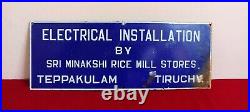Antique Vintage Advt Tin Enamel Porcelain Sign Board Electrical Installation E44