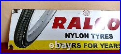 Antique Vintage Advt Tin Enamel Porcelain Sign Board Ralco Nylon Tyres E46