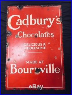 Antique Vintage Enamel Metal Cadburys Bournville Advertising Man Cave Sign