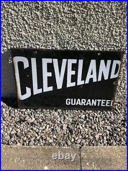 Antique Vintage Enamel Sign CLEVELAND GUARANTEED (READ DESCRIPTION)