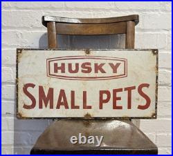 Antique Vintage Enamel Sign Husky Small Pets Advertising Dog Food