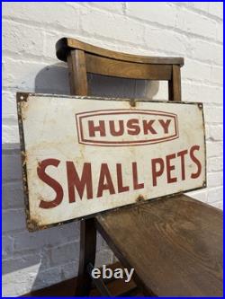 Antique Vintage Enamel Sign Husky Small Pets Advertising Dog Food