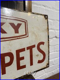 Antique Vintage Enamel Sign Husky Small Pets Advertising Dog Food