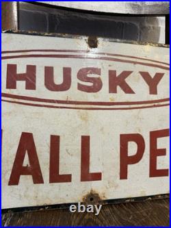 Antique Vintage Enamel Sign Husky Small Pets Advertising Dog Food