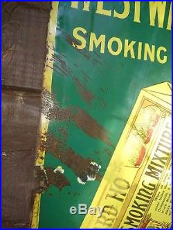 Antique Vintage Enamel Sign WILL'S WESTWARD HO Smoking Mixture Rare Pictorial