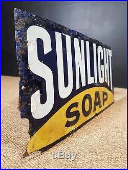 Antique Vintage Enamel Sunlight Soap Enamel Sign