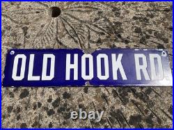 Antique Vintage Original Advertising Enamel Street Road Sign Reclaimed Salvage
