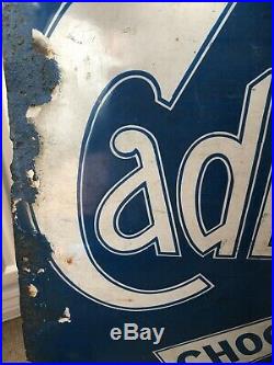 Antique Vintage Original Cadburys Cocoa Enamel Sign Shop Advertising