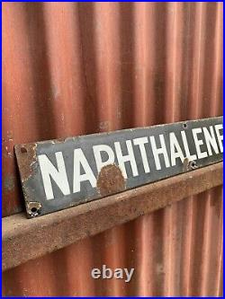 Antique Vintage Original Chemist Apothecary Enamel Sign / NAPHTHALENE Chemical