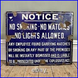 Antique Vintage Original Enamel Sign Industrial Salvage Shop Advertising Notice