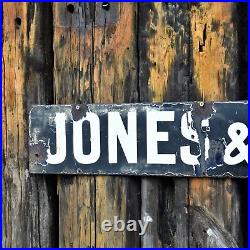 Antique Vintage Original Jones & Critta Enamel Shop Advertising Wall Sign